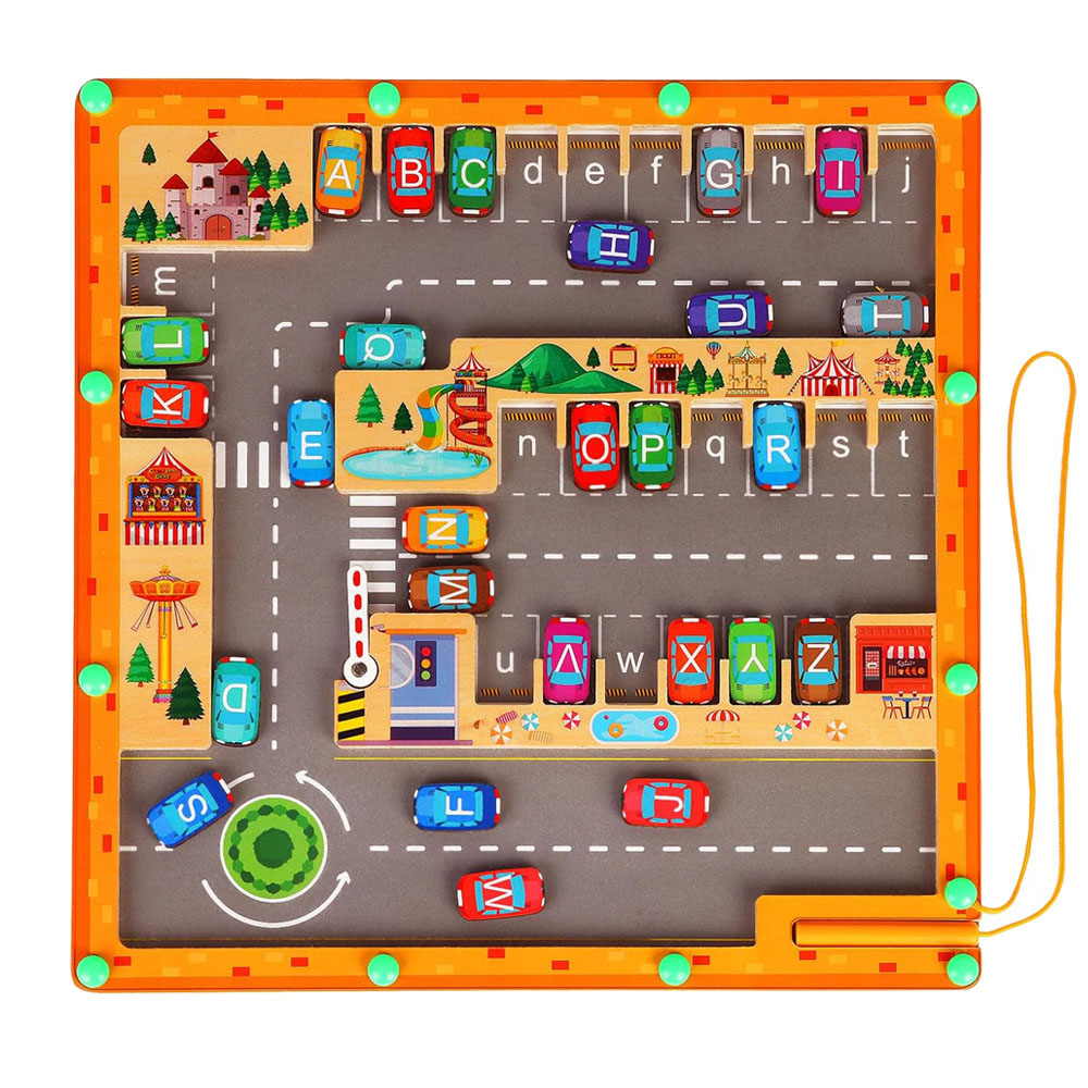 Board Game For 2 People - แม่เหล็กสีและจํานวนเขาวงกต 2 ใน 1 ไม้ Montessori