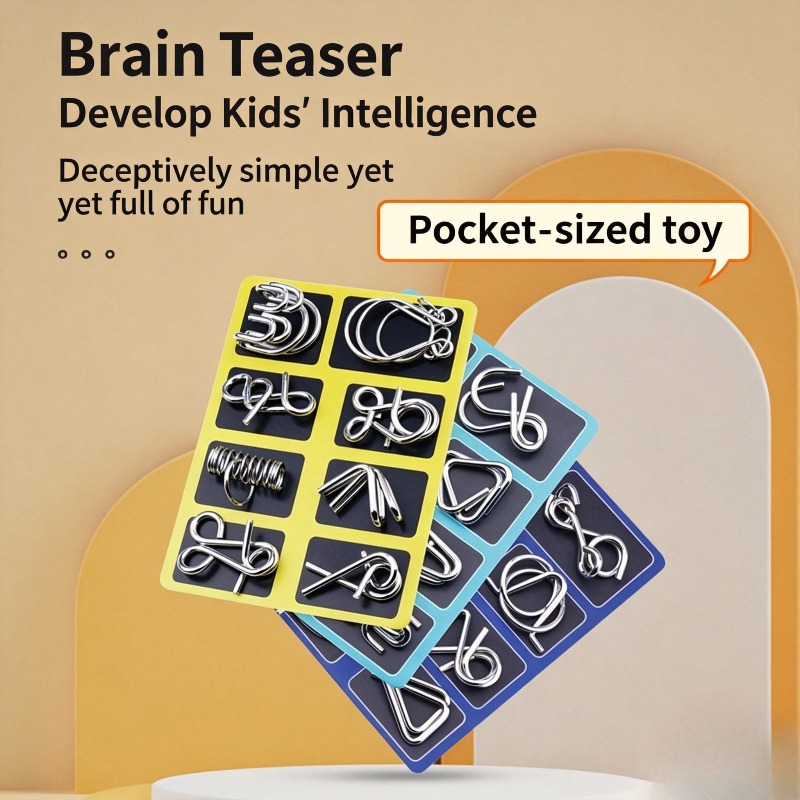 Board Game For Kids - ชุดปริศนาโลหะ 8 ชิ้น เกมฝึกสมองคลาสสิก ของเล่นเสริมพัฒนาการ คลายเครียด