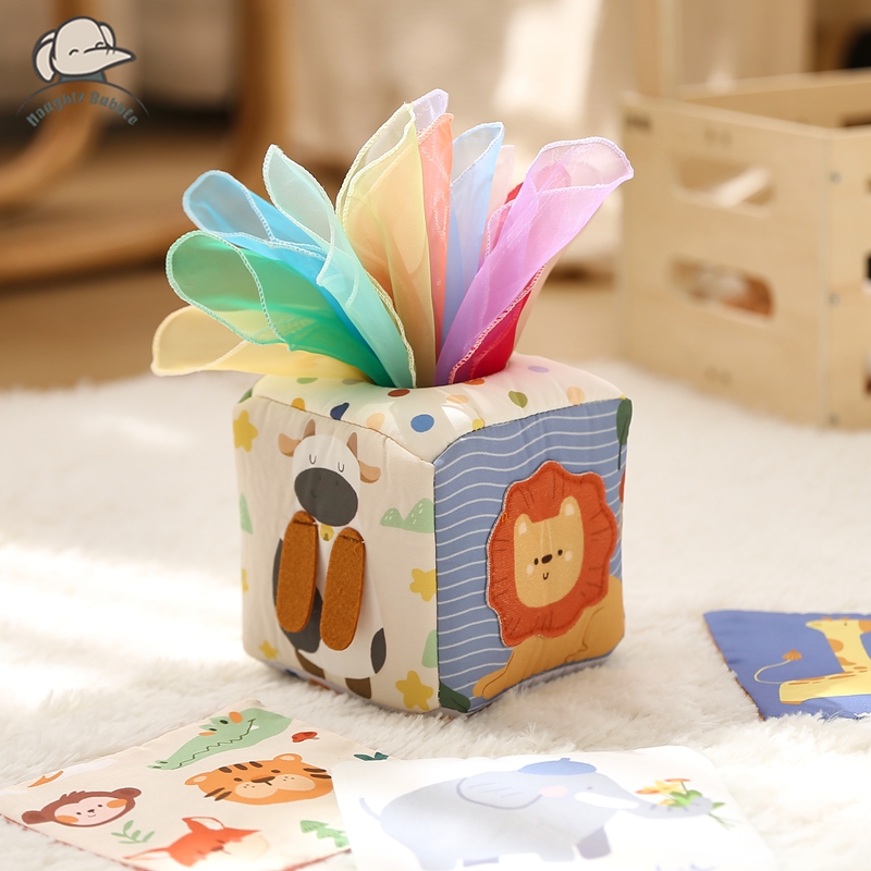 Board Game Box - Montessori ของเล่น Magic ผ้าฝ้ายสัตว์กล่องกระดาษทิชชูเด็กการออกกําลังกายนิ้วมือ Busy Board