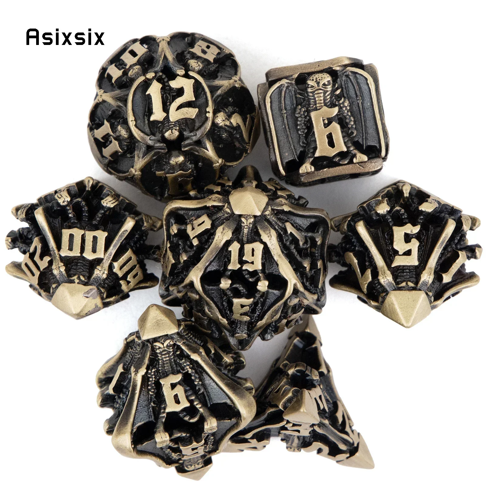 Dice Set Polyhedral - ลูกเต๋าโลหะ เหมาะสำหรับเกม RPG บนโต๊ะและเกมไพ่ 7 ชิ้น