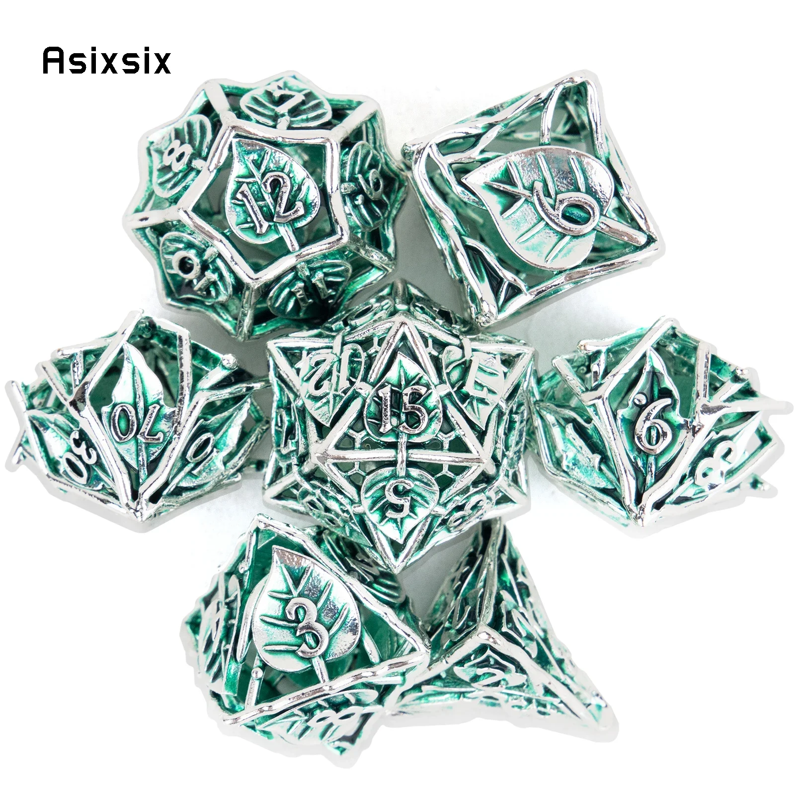 Dice Set Polyhedral - ลูกเต๋าโลหะ เหมาะสำหรับเกม RPG บนโต๊ะและเกมไพ่ 7 ชิ้น