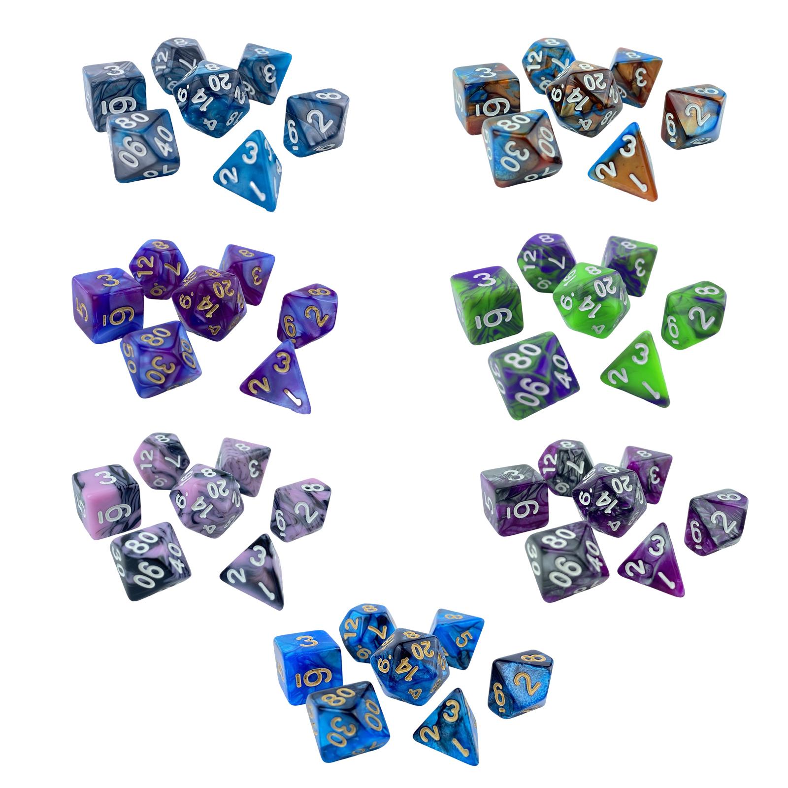 Dice Set Polyhedral - ชุดลูกเต๋าหลายหน้าอะคริลิกแบบไม่มีลาย D4 D6 D8 D10 D12