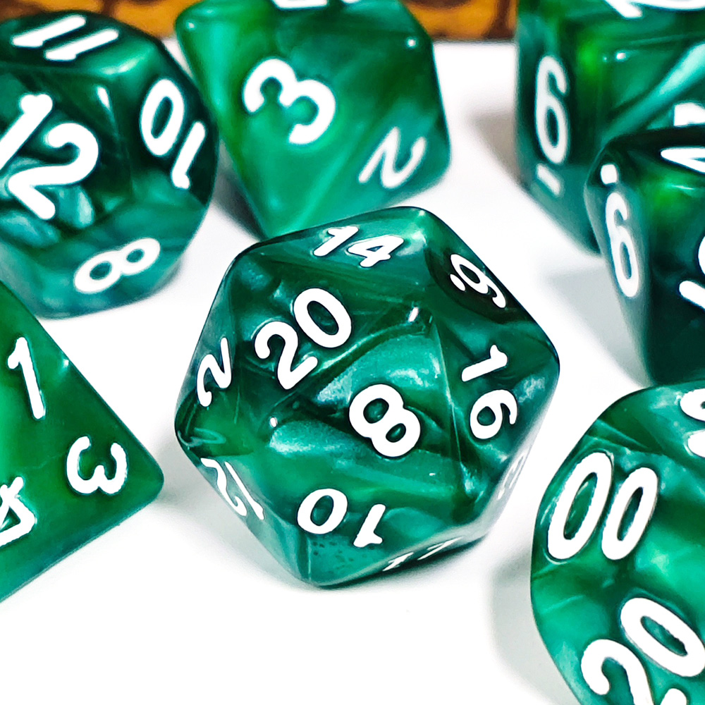 Dice Set Polyhedral - ชุดลูกเต๋าไข่มุก 7 ชิ้น/ชุด ลูกเต๋าหลายเหลี่ยมหลากสี สำหรับเกม DND