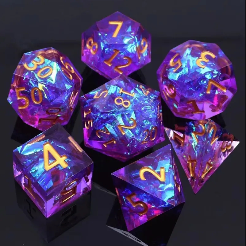 Board Game Roleplay - 7PCS เรซิ่น Dices ชุด Multi-shape SHARP