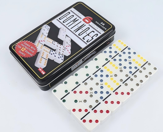 Board Game Box - ชุดโดมิโน ElegantMahj Double Six สำหรับผู้ใหญ่ พร้อมกล่องเหล็ก