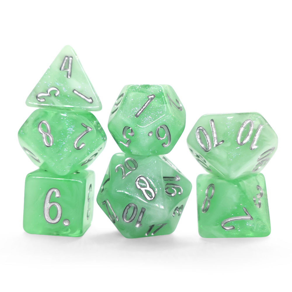 ชุดลูกเต๋า DND 7 ชิ้น สีเขียวม - Dice Set Polyhedral บทวิจารณ์และราคา