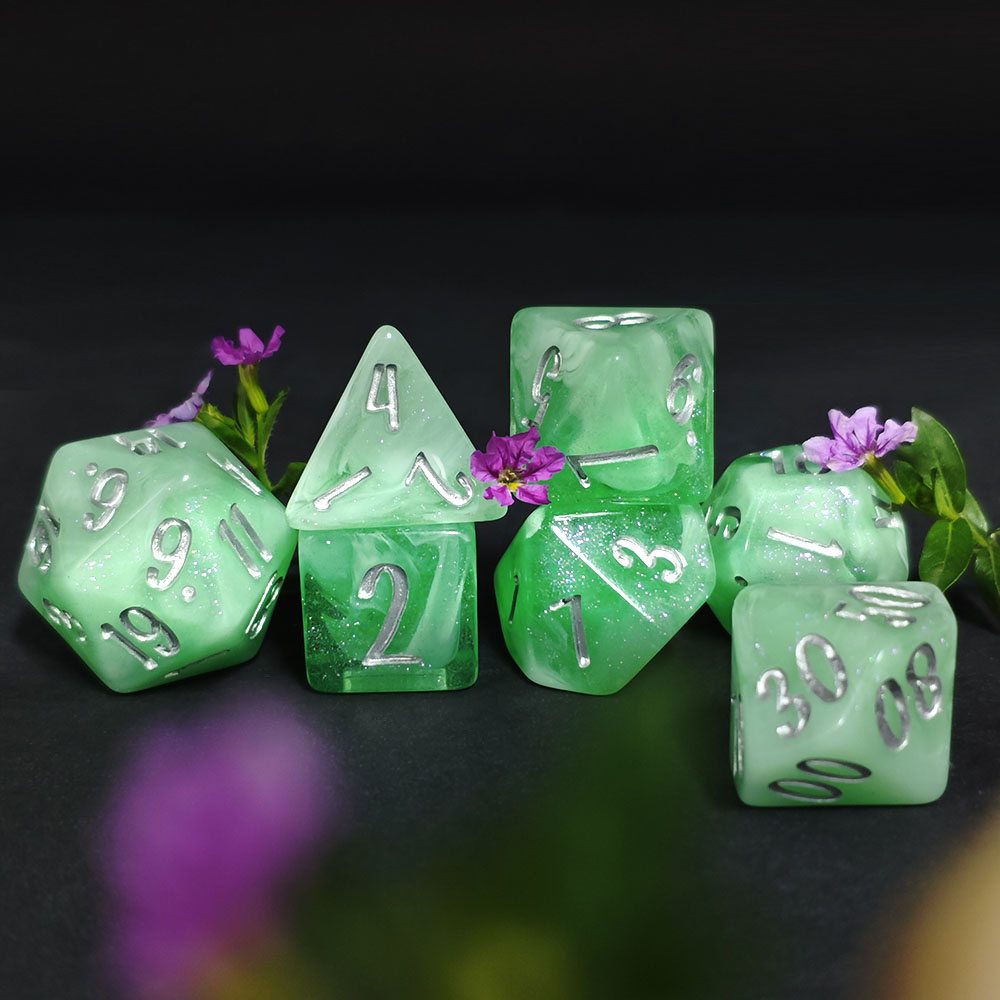 ชุดลูกเต๋า DND 7 ชิ้น สีเขียวม - Dice Set Polyhedral บทวิจารณ์และราคา