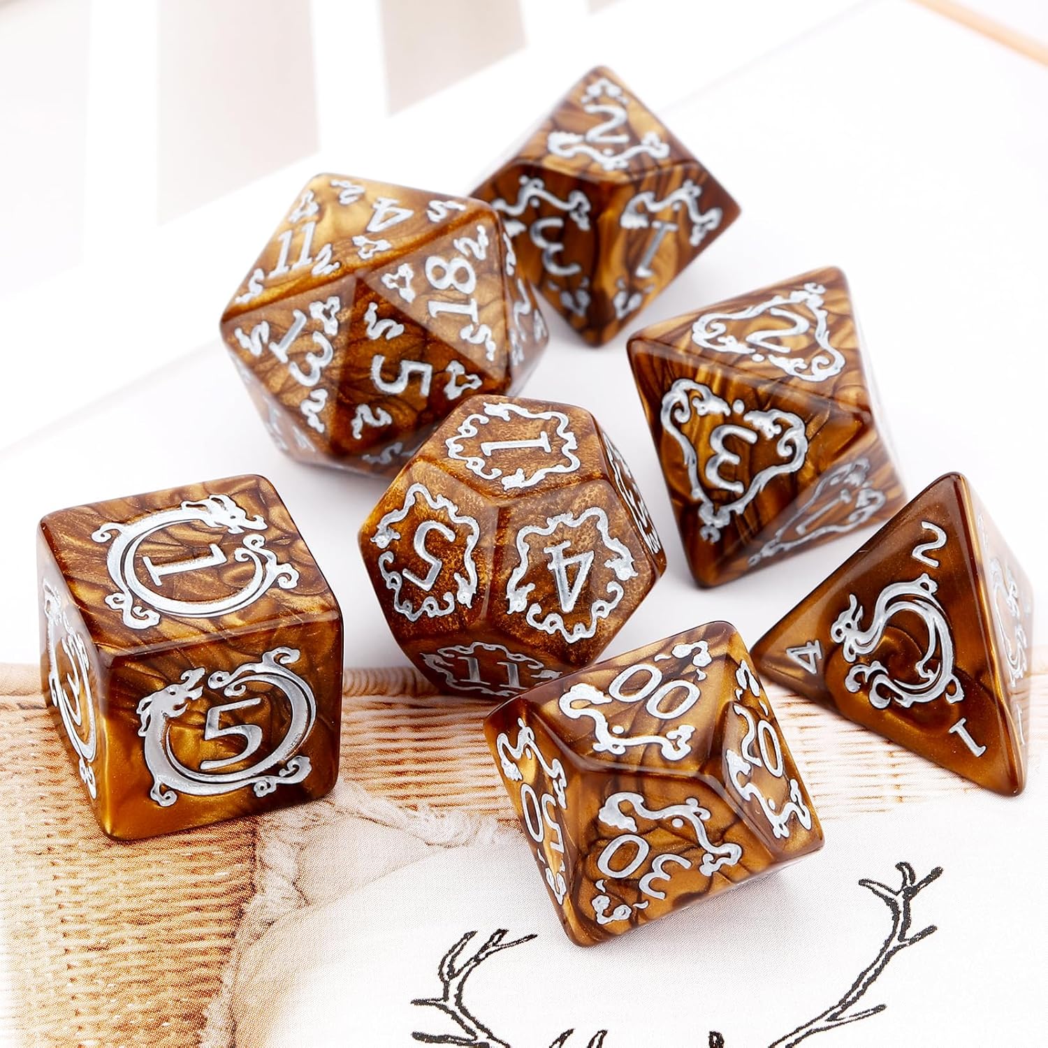 ชุดลูกเต๋า DND 7 ชิ้น ลายมังกร - Dice Set Polyhedral บทวิจารณ์และราคา