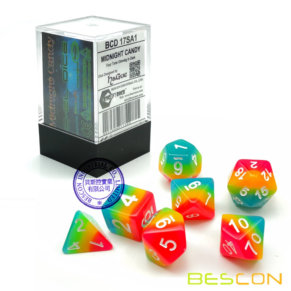 BESCON แฟนตาซีสายรุ้งเรืองแสงล - Dice Set Polyhedral บทวิจารณ์และราคา