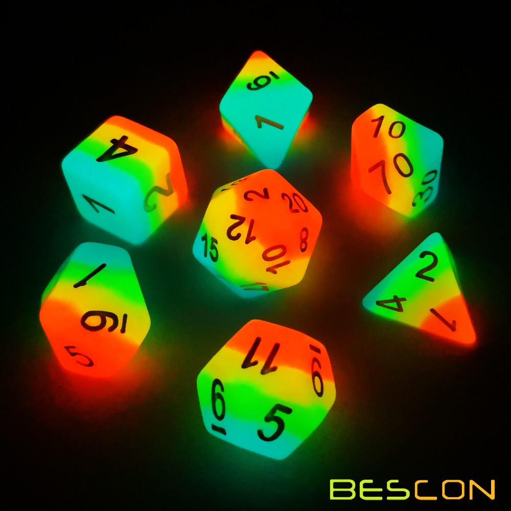 BESCON แฟนตาซีสายรุ้งเรืองแสงล - Dice Set Polyhedral บทวิจารณ์และราคา