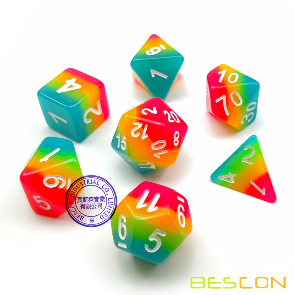 BESCON แฟนตาซีสายรุ้งเรืองแสงล - Dice Set Polyhedral บทวิจารณ์และราคา
