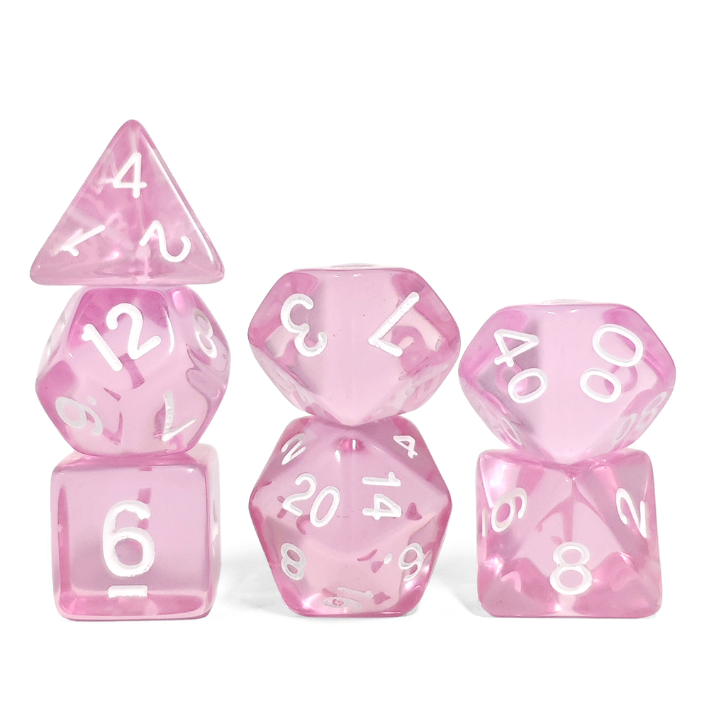 ลูกเต๋าโพลีเฮดรัลสีชมพูใส 7 ชิ - Dice Set Polyhedral บทวิจารณ์และราคา