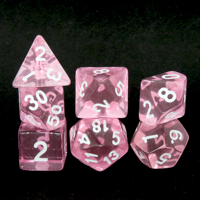 ลูกเต๋าโพลีเฮดรัลสีชมพูใส 7 ชิ - Dice Set Polyhedral บทวิจารณ์และราคา