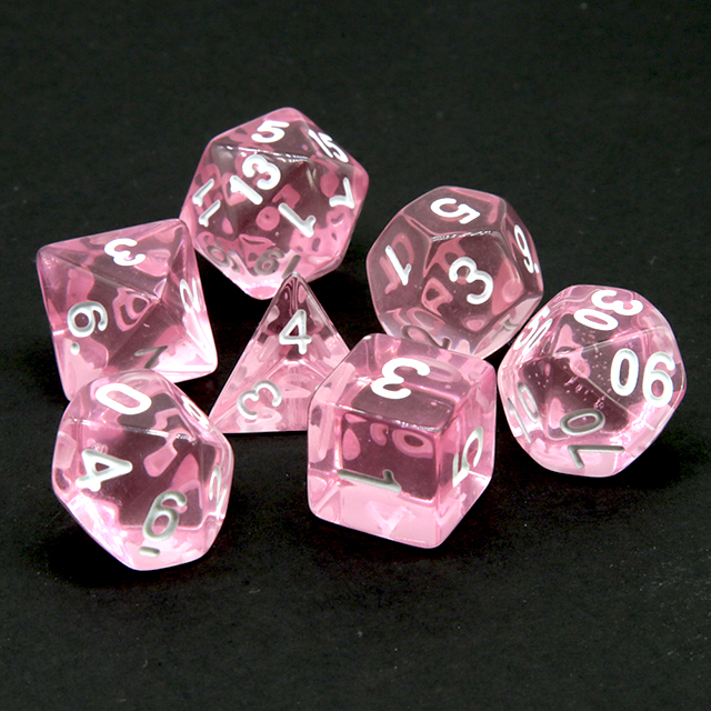 ลูกเต๋าโพลีเฮดรัลสีชมพูใส 7 ชิ - Dice Set Polyhedral บทวิจารณ์และราคา