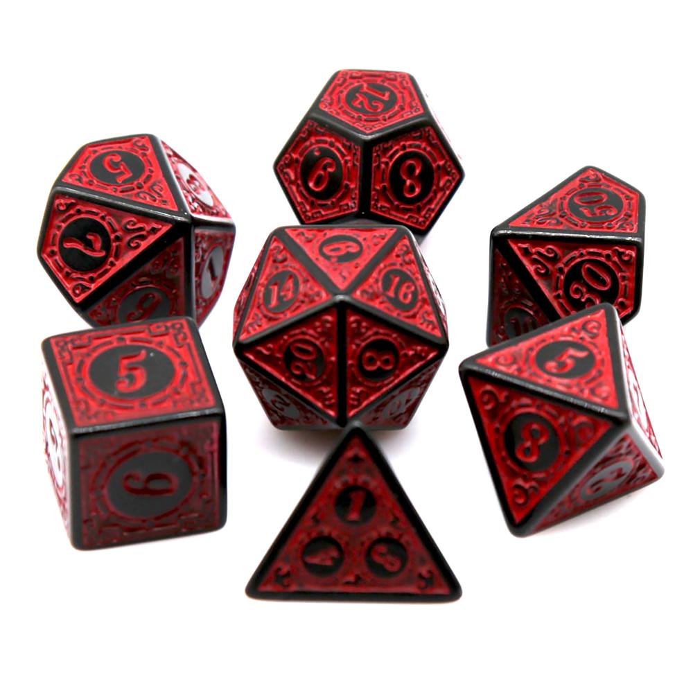 7 ชิ้นสีดำสีแดงอะคริลิคโพลีเฮด - Dice Set Polyhedral บทวิจารณ์และราคา