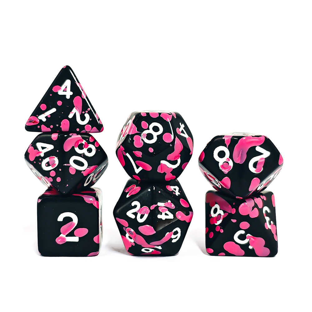 Polyhedral สีชมพู Splatter อะค - Dice Set Polyhedral บทวิจารณ์และราคา